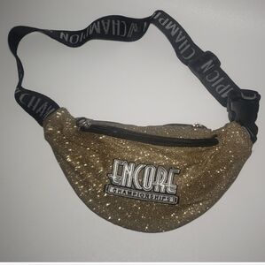 Encore championships,gold glitter Bum Bag, fanny pack, retro, 80s look.